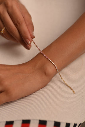 Diamond & Natural Pink Sapphire Custom 50 - 50 Tennis Bracelet - Evara Jewelry LLC