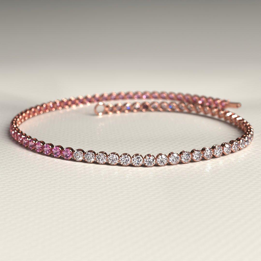 Diamond & Natural Pink Sapphire Custom 50 - 50 Tennis Bracelet - Evara Jewelry LLC