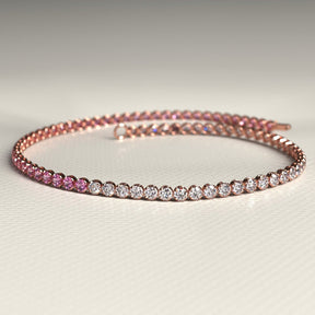 Diamond & Natural Pink Sapphire Custom 50 - 50 Tennis Bracelet - Evara Jewelry LLC
