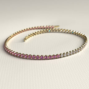 Diamond & Natural Pink Sapphire Custom 50 - 50 Tennis Bracelet - Evara Jewelry LLC
