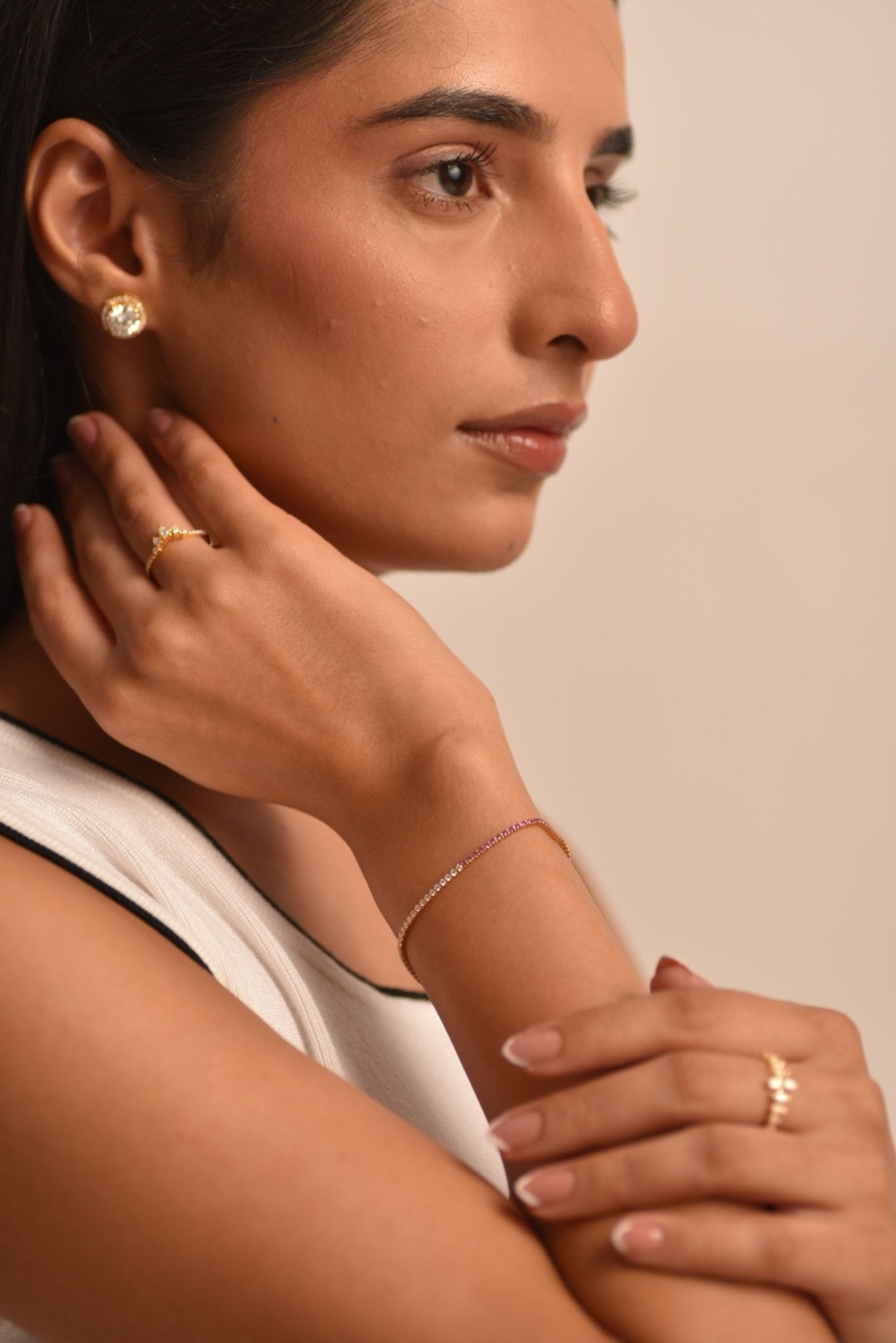 Diamond & Natural Pink Sapphire Custom 50 - 50 Tennis Bracelet - Evara Jewelry LLC