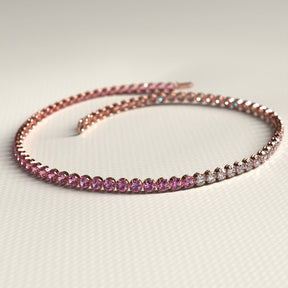 Diamond & Natural Pink Sapphire Custom 50 - 50 Tennis Bracelet - Evara Jewelry LLC