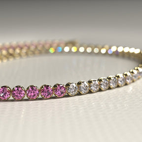 Diamond & Natural Pink Sapphire Custom 50 - 50 Tennis Bracelet - Evara Jewelry LLC