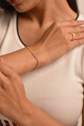 Diamond & Natural Pink Sapphire Custom 50 - 50 Tennis Bracelet - Evara Jewelry LLC