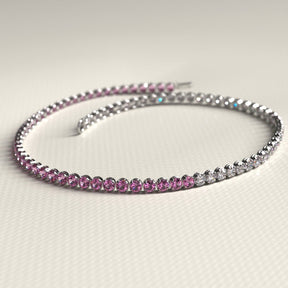 Diamond & Natural Pink Sapphire Custom 50 - 50 Tennis Bracelet - Evara Jewelry LLC