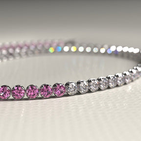 Diamond & Natural Pink Sapphire Custom 50 - 50 Tennis Bracelet - Evara Jewelry LLC