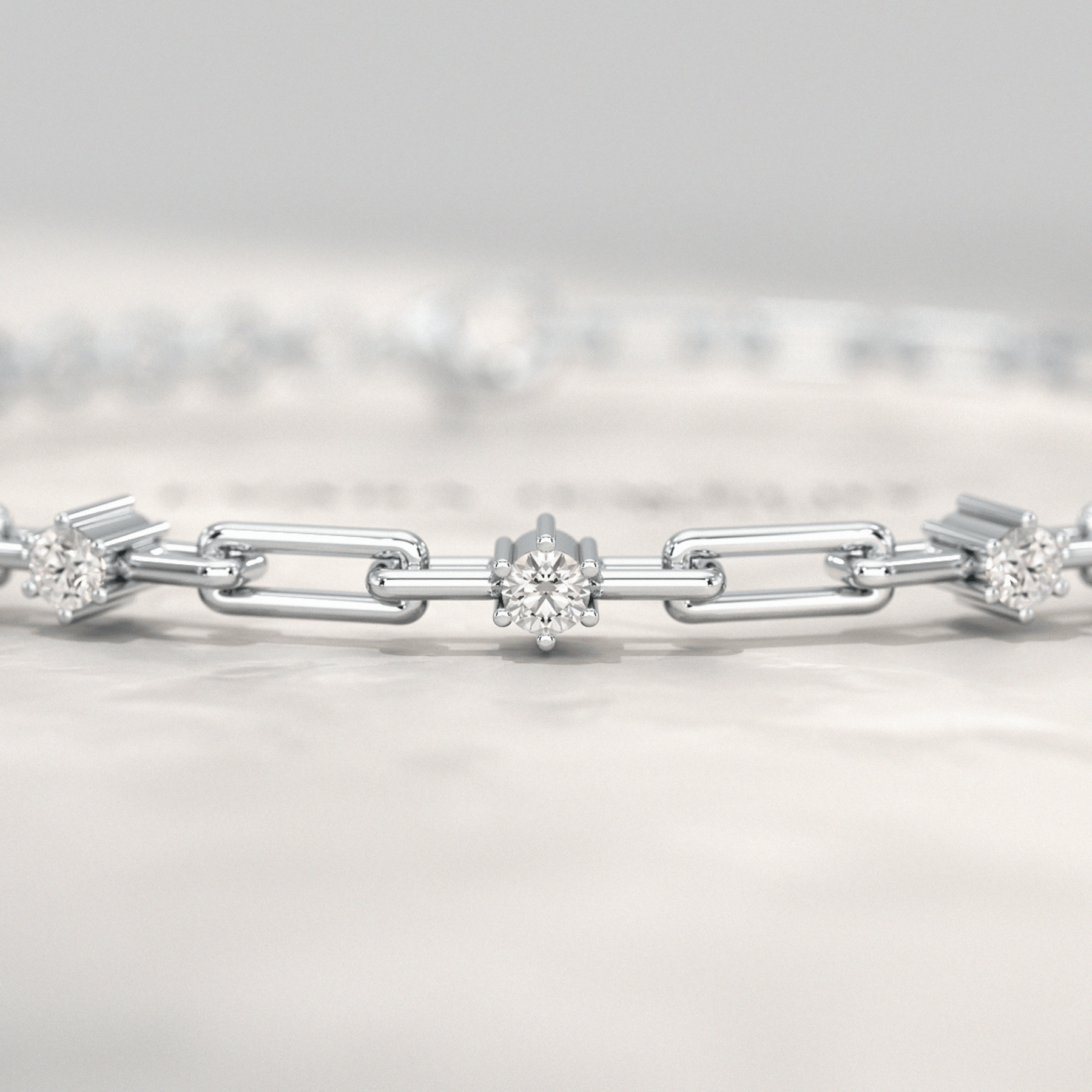 Diamond Paperclip Bracelet with Round Cut Lab Grown Diamond in Solid Gold - Evara Jewelry LLC