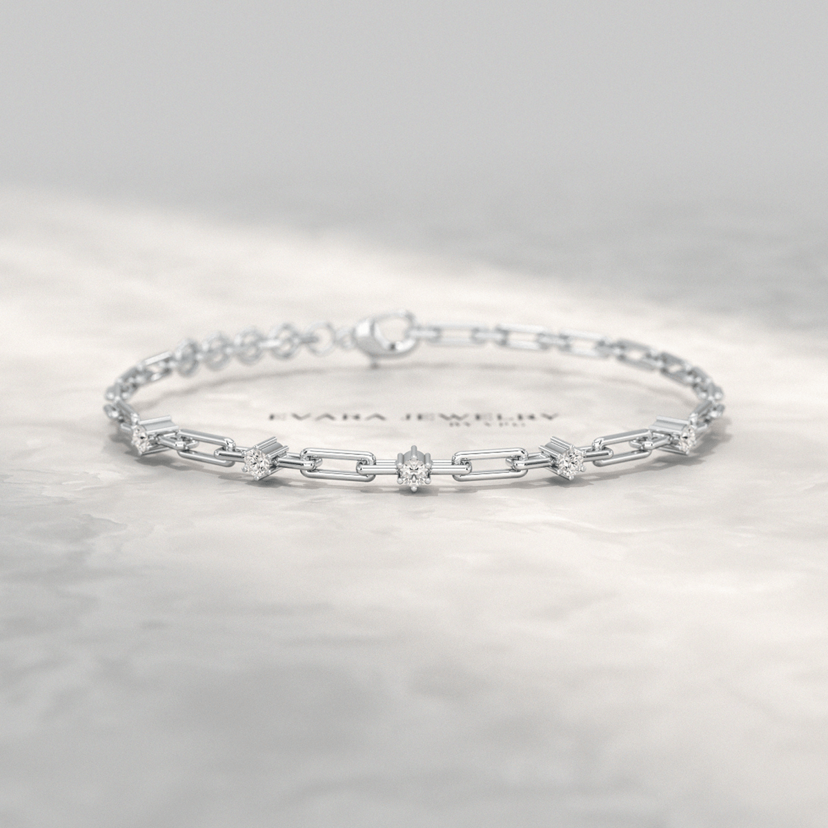 Diamond Paperclip Bracelet with Round Cut Lab Grown Diamond in Solid Gold - Evara Jewelry LLC