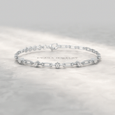 Diamond Paperclip Bracelet with Round Cut Lab Grown Diamond in Solid Gold - Evara Jewelry LLC