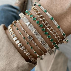 Diamond Round & Baguette Luxury Cuff Bracelet in Gold - Evara Jewelry LLC