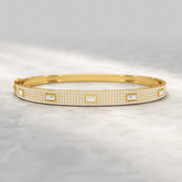 Diamond Round & Baguette Luxury Cuff Bracelet in Gold - Evara Jewelry LLC