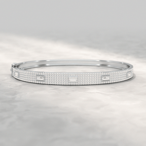 Diamond Round & Baguette Luxury Cuff Bracelet in Gold - Evara Jewelry LLC