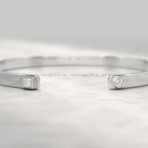 Diamond Solitaire Cuff Bracelet in 10K, 14K, 18K Solid Gold - Evara Jewelry LLC