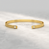 Diamond Solitaire Cuff Bracelet in 10K, 14K, 18K Solid Gold - Evara Jewelry LLC