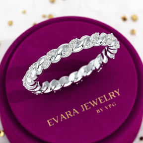 Diamond Stacking Band Ring with Brilliant Cut Round Lab Grown Diamonds - Evara Jewelry LLC