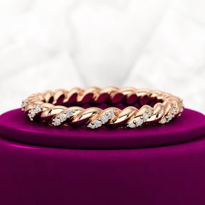 Diamond Stacking Band Ring with Brilliant Cut Round Lab Grown Diamonds - Evara Jewelry LLC