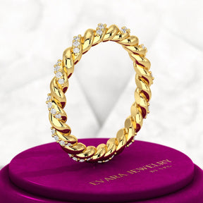 Diamond Stacking Band Ring with Brilliant Cut Round Lab Grown Diamonds - Evara Jewelry LLC