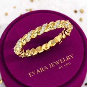 Diamond Stacking Band Ring with Brilliant Cut Round Lab Grown Diamonds - Evara Jewelry LLC