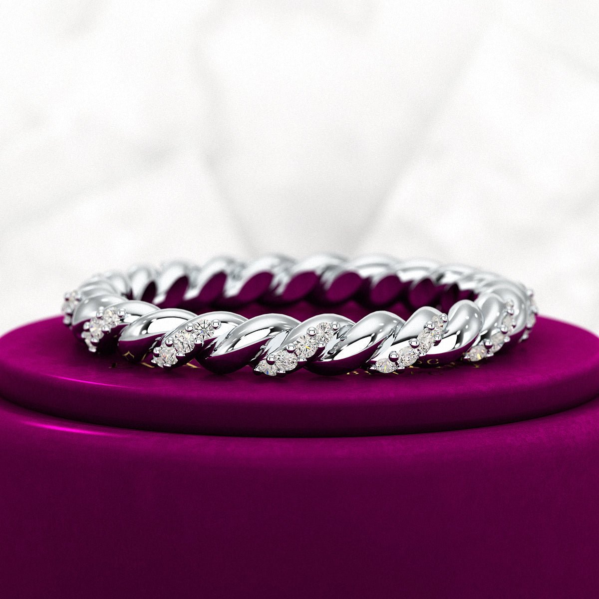 Diamond Stacking Band Ring with Brilliant Cut Round Lab Grown Diamonds - Evara Jewelry LLC