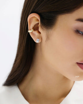 Emerald Cut Lab Grown Diamond Stud Earrings: 4 Prong Set, Push Back - Evara Jewelry LLC
