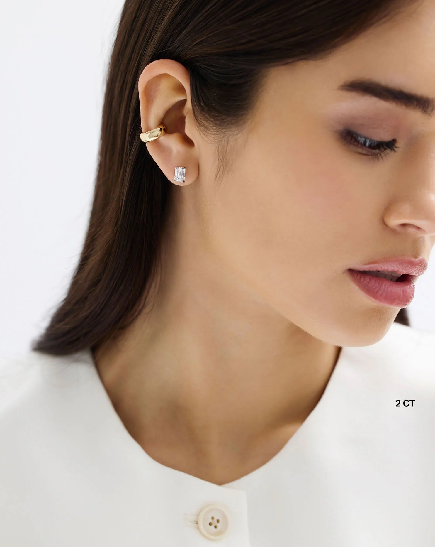 Emerald Cut Lab Grown Diamond Stud Earrings: 4 Prong Set, Push Back - Evara Jewelry LLC