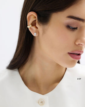 Emerald Cut Lab Grown Diamond Stud Earrings: 4 Prong Set, Push Back - Evara Jewelry LLC
