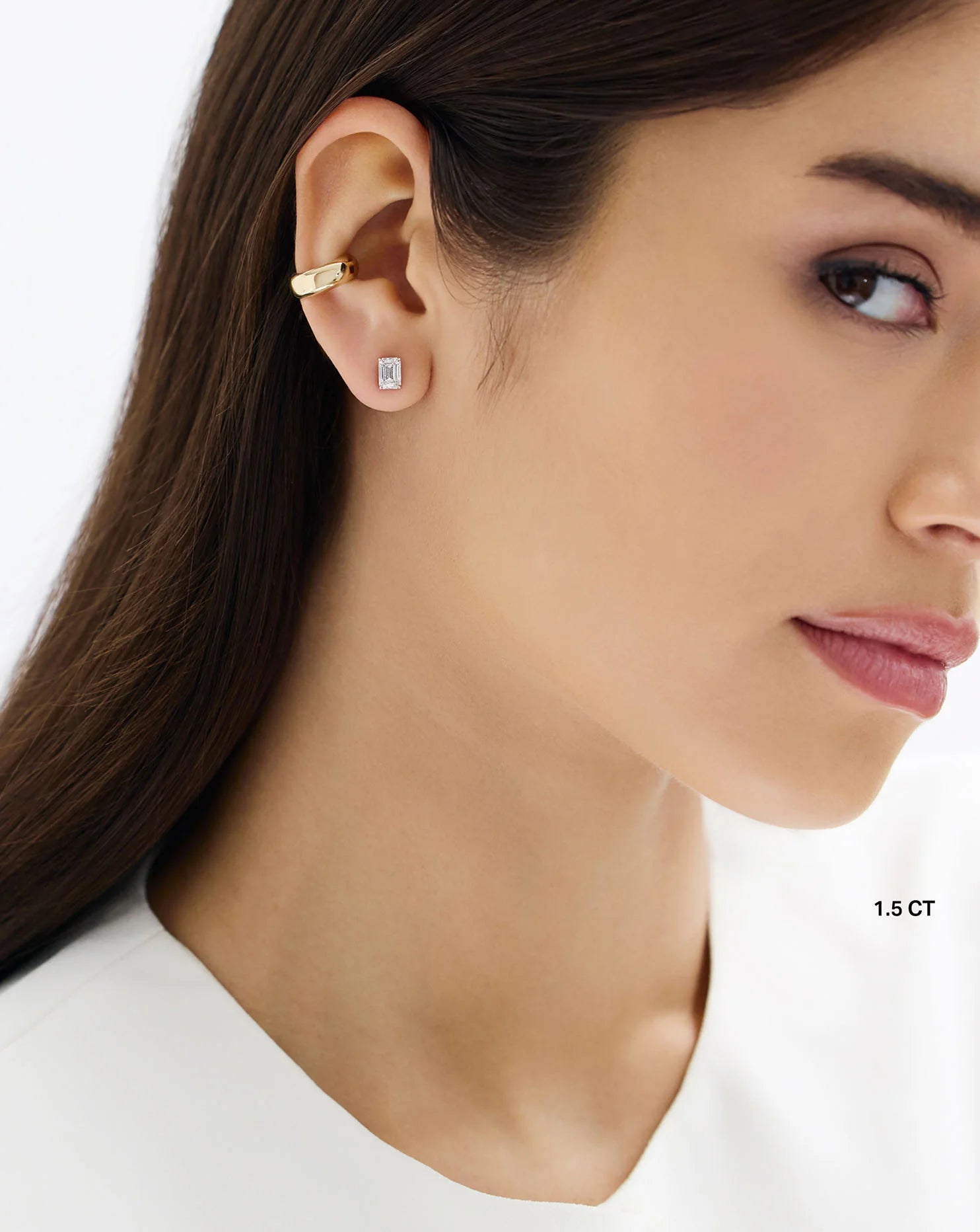 Emerald Cut Lab Grown Diamond Stud Earrings: 4 Prong Set, Push Back - Evara Jewelry LLC