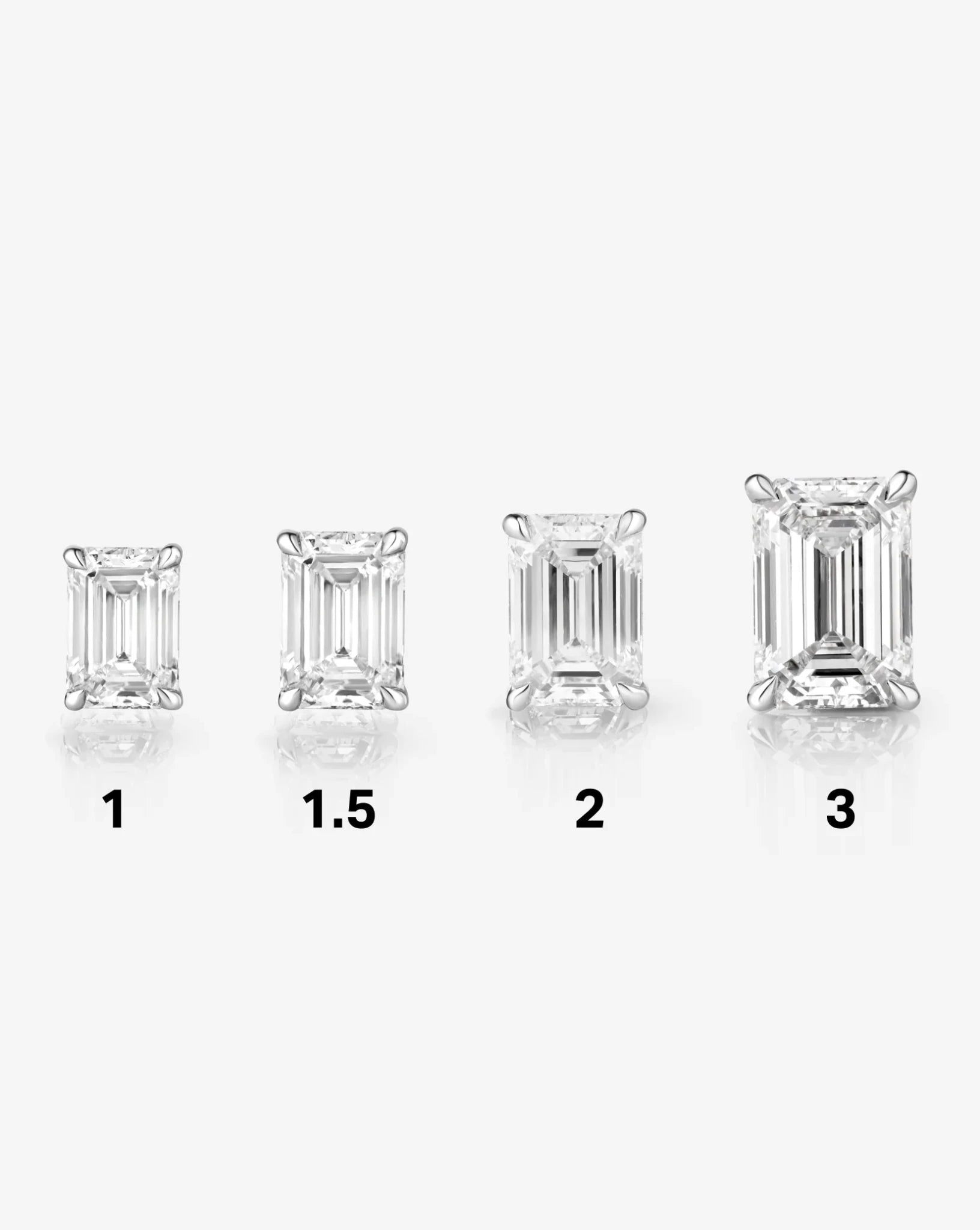 Emerald Cut Lab Grown Diamond Stud Earrings: 4 Prong Set, Push Back - Evara Jewelry LLC