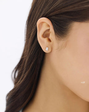 Emerald Cut Lab Grown Diamond Stud Earrings: 4 Prong Set, Push Back - Evara Jewelry LLC