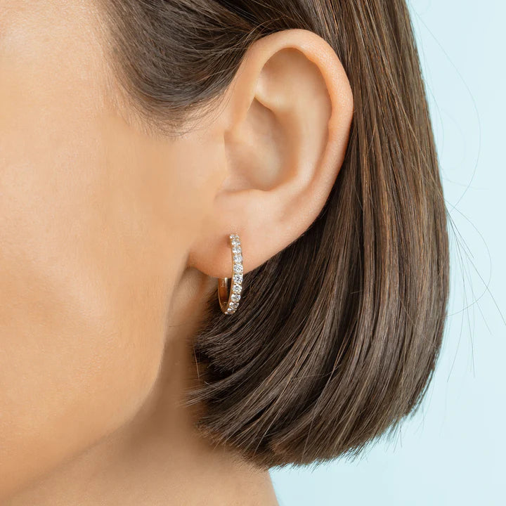 Diamond Half Hoop Earrings for Women