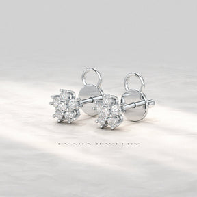 Flora Five Stone Diamond Studs - Evara Jewelry LLC