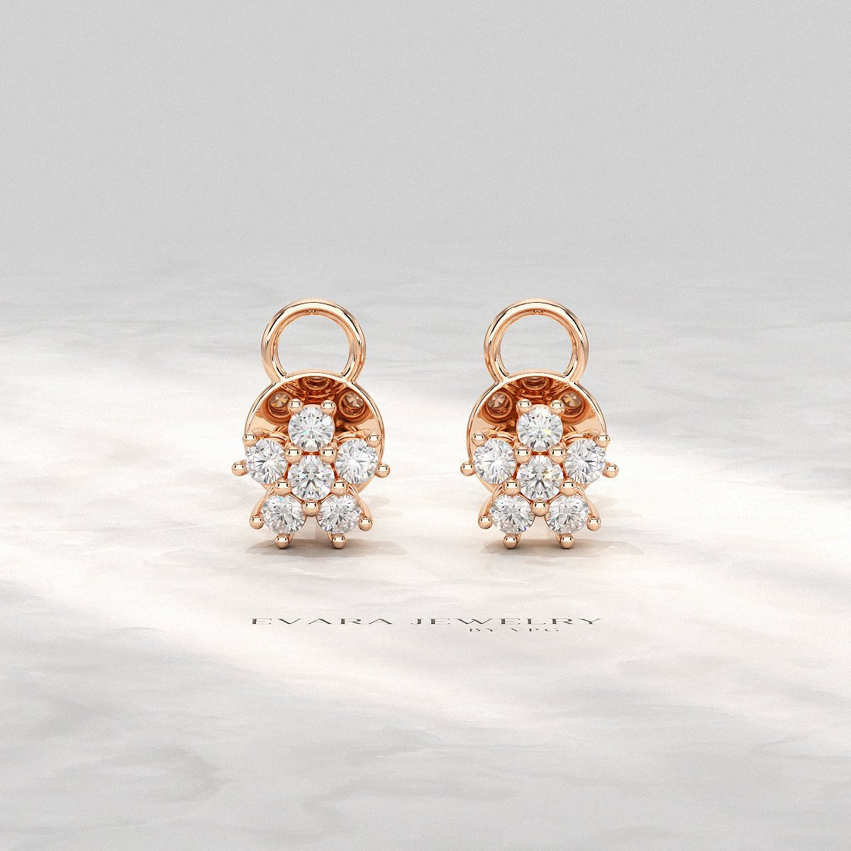 Flora Five Stone Diamond Studs - Evara Jewelry LLC