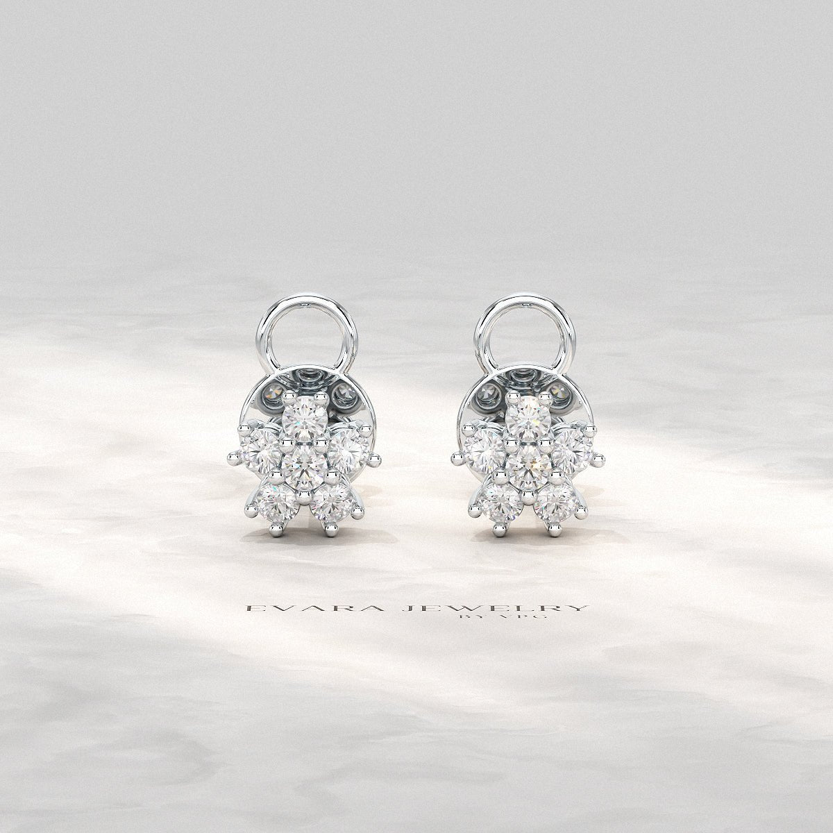 Flora Five Stone Diamond Studs - Evara Jewelry LLC