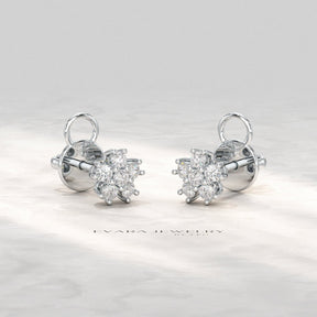 Flora Five Stone Diamond Studs - Evara Jewelry LLC