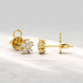 Flora Five Stone Diamond Studs - Evara Jewelry LLC