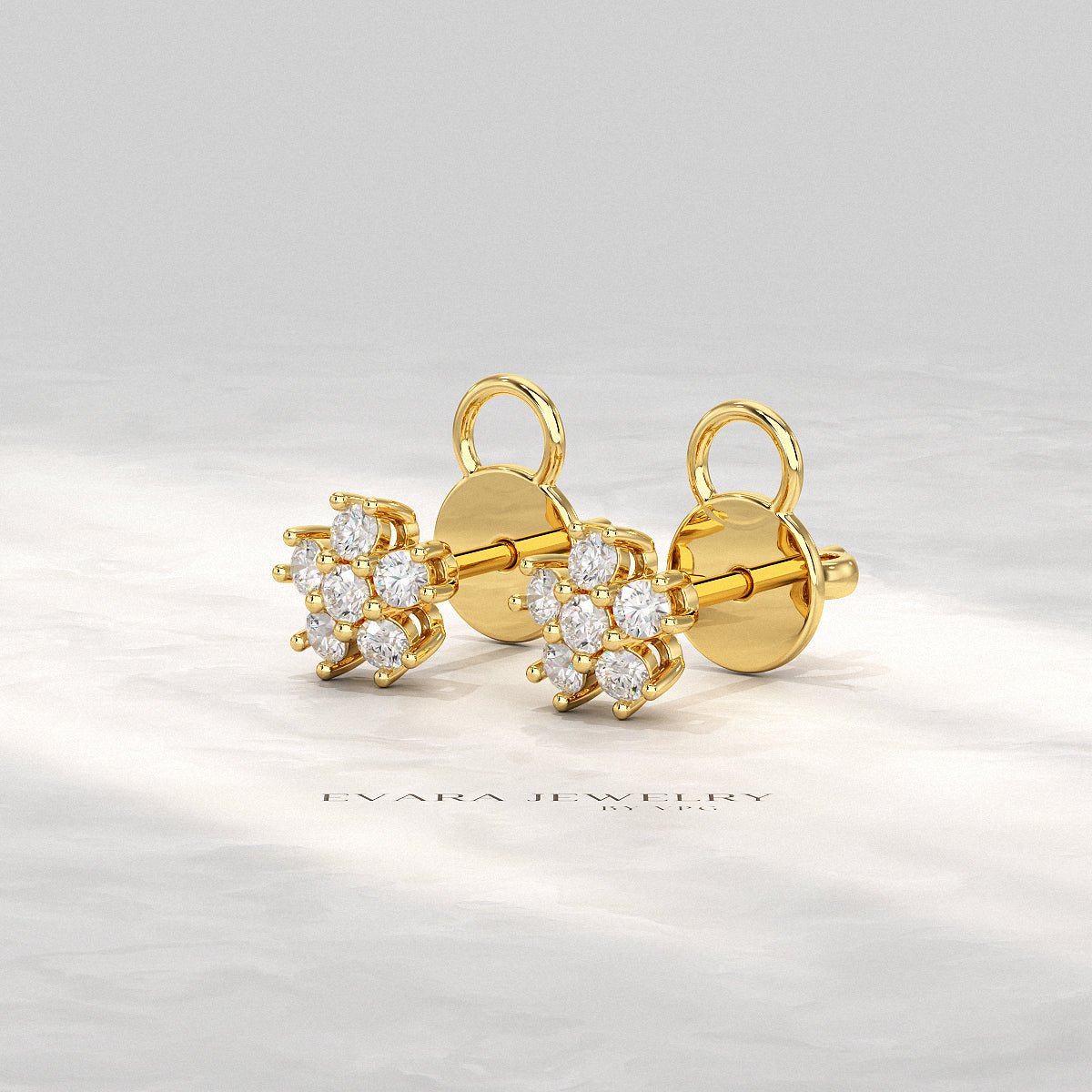 Flora Five Stone Diamond Studs - Evara Jewelry LLC