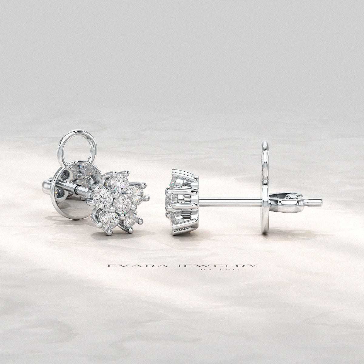 Flora Five Stone Diamond Studs - Evara Jewelry LLC