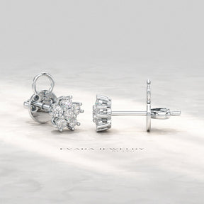 Flora Five Stone Diamond Studs - Evara Jewelry LLC