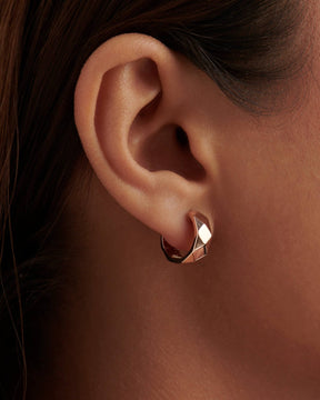 Geometric Hoop Earrings in 10K | 14K | 18K Solid Gold - Chunky Hoops - Evara Jewelry LLC