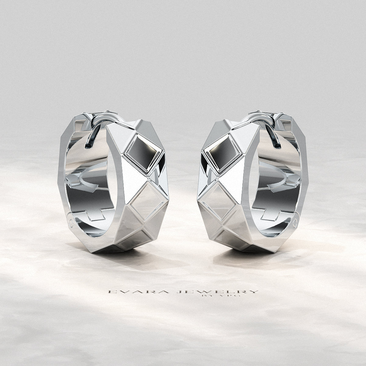 Geometric Hoop Earrings in 10K | 14K | 18K Solid Gold - Chunky Hoops - Evara Jewelry LLC