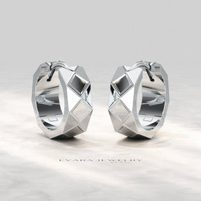 Geometric Hoop Earrings in 10K | 14K | 18K Solid Gold - Chunky Hoops - Evara Jewelry LLC
