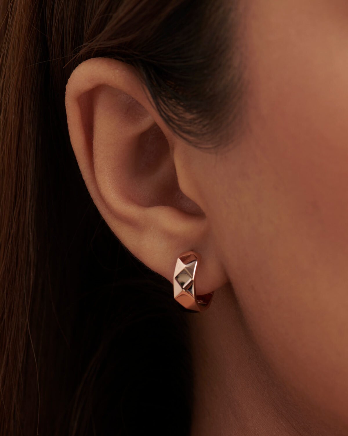 Geometric Hoop Earrings in 10K | 14K | 18K Solid Gold - Chunky Hoops - Evara Jewelry LLC