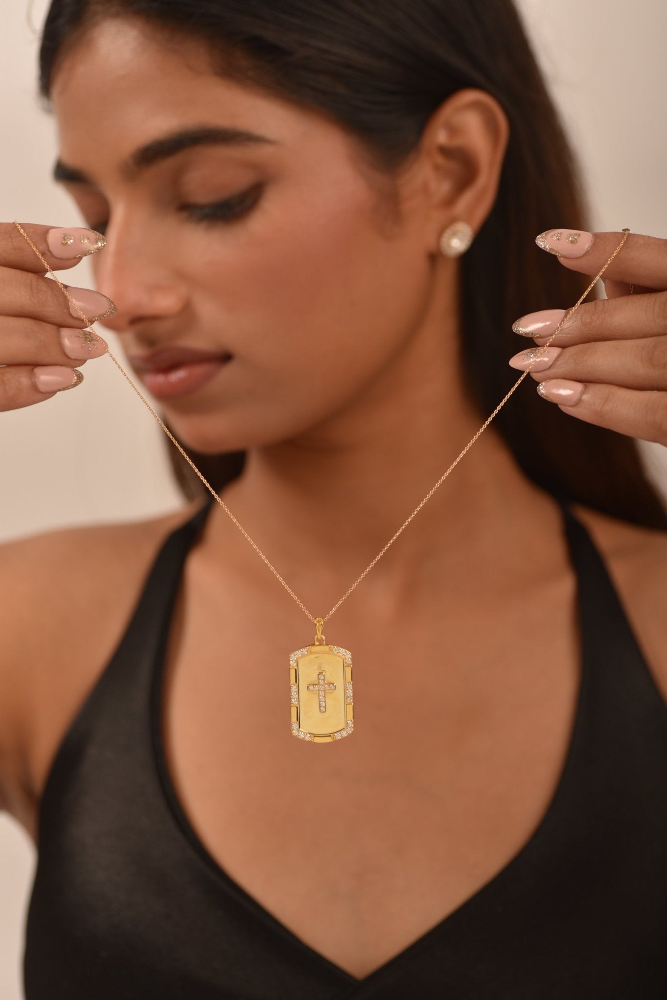 Gold Diamond Cross Pendant Necklace - Evara Jewelry LLC