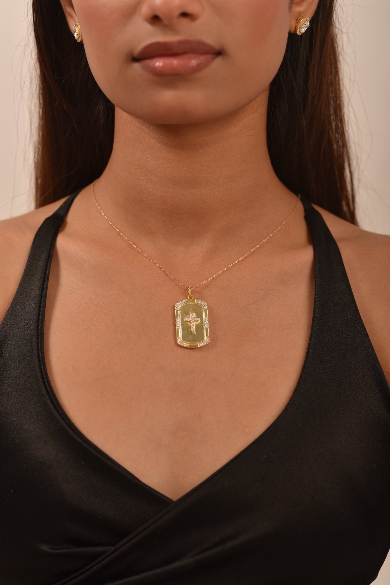 Gold Diamond Cross Pendant Necklace - Evara Jewelry LLC