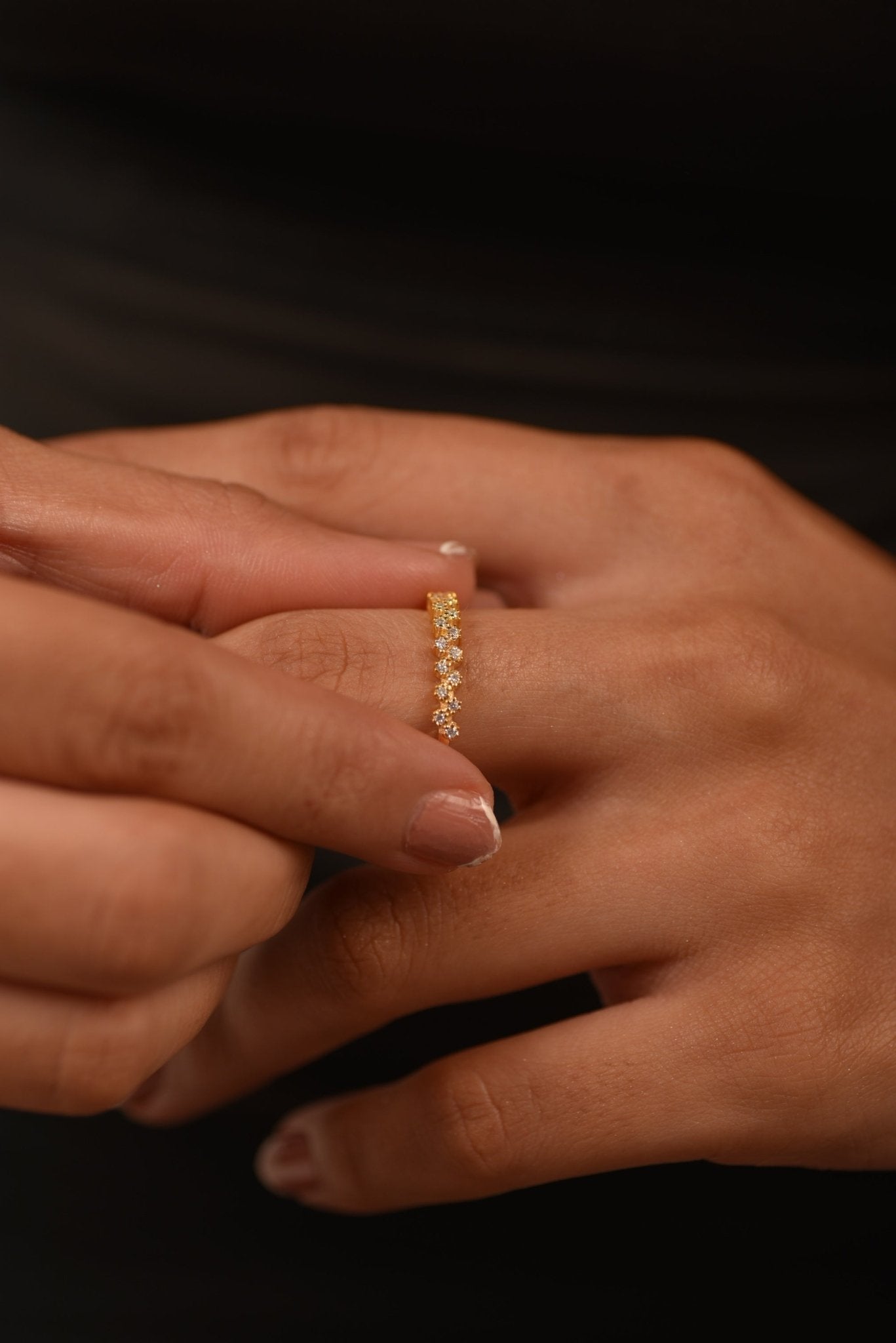 Gold Graduated Diamond - 14K Stacking Ring - Evara Jewelry LLC