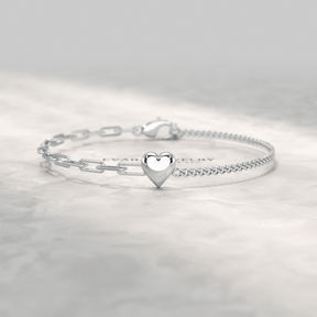 Gold Heart Paperclip & Cuban 50 - 50 Bracelet - Evara Jewelry LLC