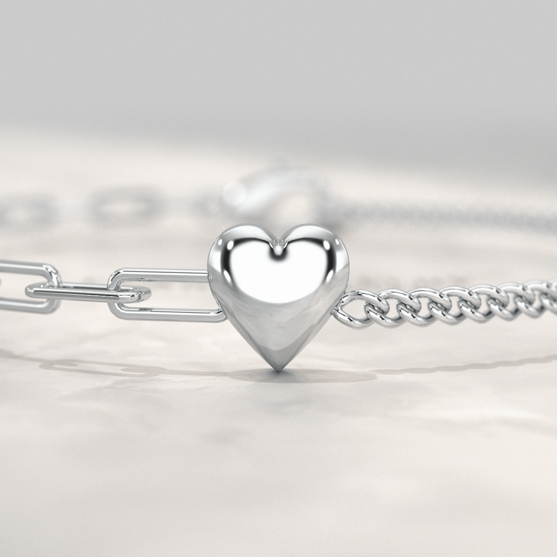 Gold Heart Paperclip & Cuban 50 - 50 Bracelet - Evara Jewelry LLC