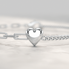 Gold Heart Paperclip & Cuban 50 - 50 Bracelet - Evara Jewelry LLC