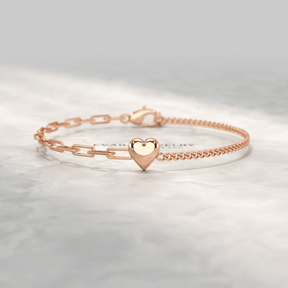 Gold Heart Paperclip & Cuban 50 - 50 Bracelet - Evara Jewelry LLC