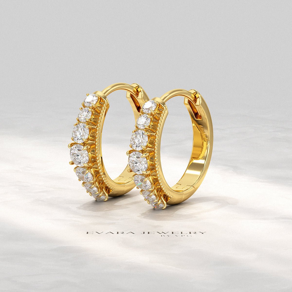 Graduating Lab Grown Diamond Diamond Hoop Earrings - Evara Jewelry LLC